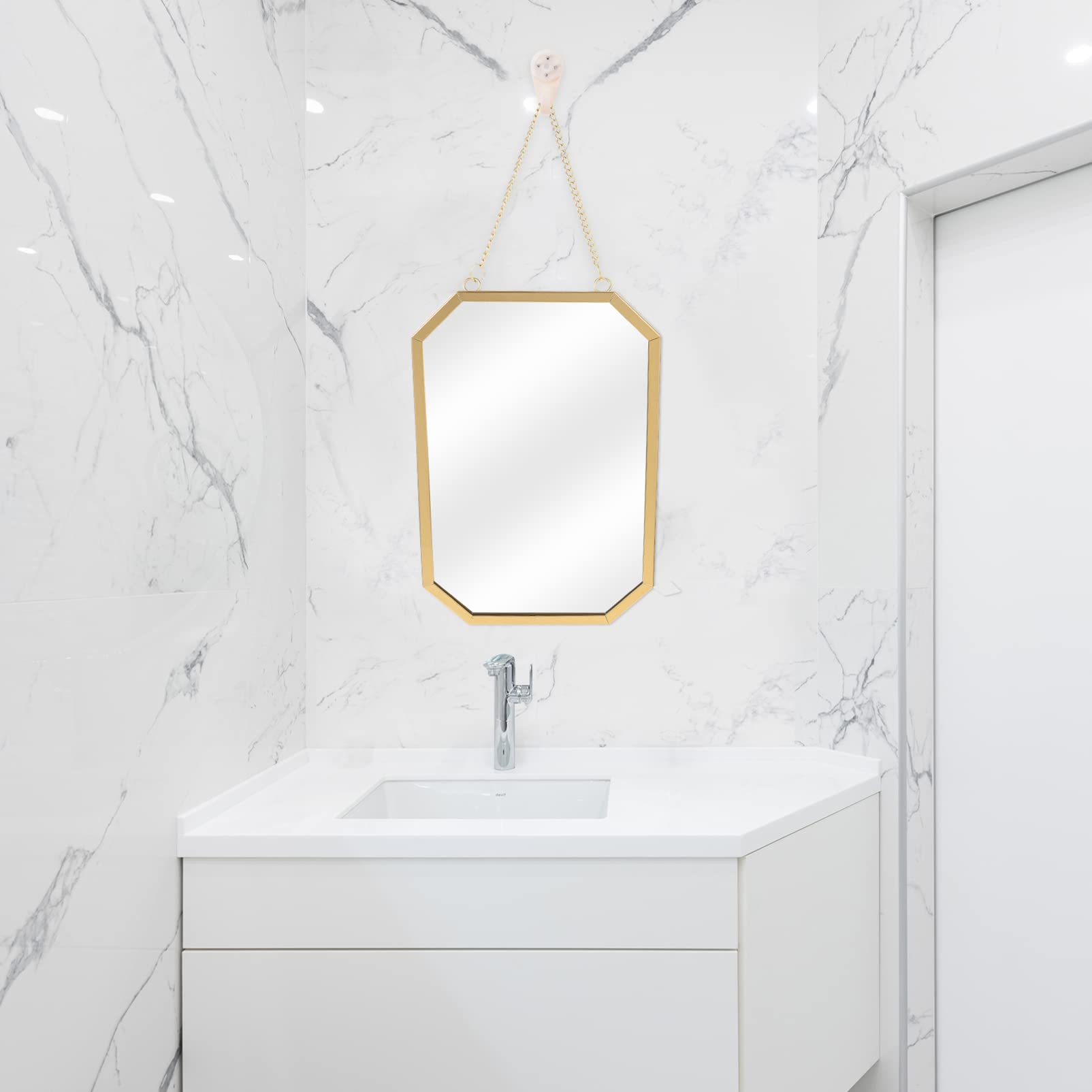 PRETYZOOM Round Wrought Iron Vanity Mirror - Hanging Bathroom Wall Mirror with Glass for Makeup & Home Decor - Perfect for Bedroom, Bathroom, and Dressing Room Vanity Areas