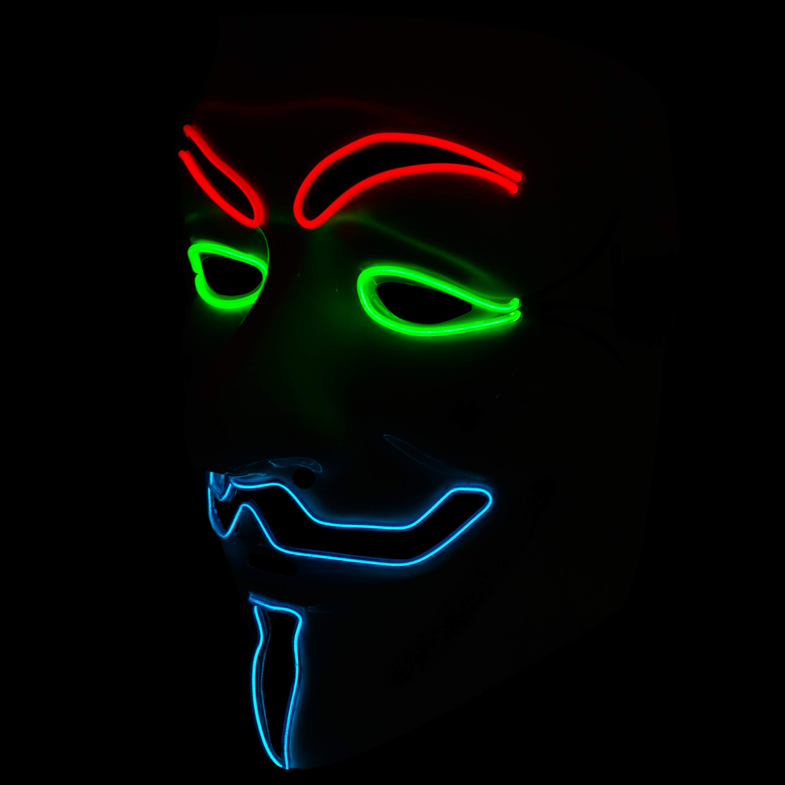 V for Vendetta Mask - Anonymous Guy Fawkes Halloween Costume Mask for Cosplay, Protests & Hacker Themed Parties - Black Latex Full Face Cover