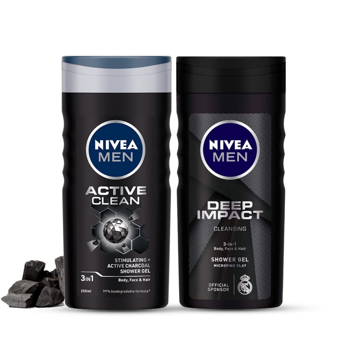 1. NIVEA Men Shower Gel - Deep Impact Cleansing Body Wash for Men, 250ml - Refreshing Daily Shower for Active Lifestyles   2. NIVEA Men Shower Gel - Active Clean Body Wash for Men, 250ml - Energizing Shower Experience for Gym & Workout Recovery