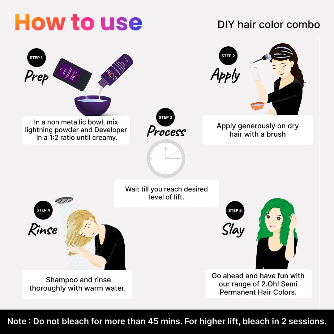 2.Oh! Italian Emerald Green Semi-Permanent Hair Dye Kit with Bleach - Vegan Hair Color with Plex & Argan Oil for Women & Men | DIY Lightening & Highlighting Kit for Bold Fashion Looks & Cosplay Styling
