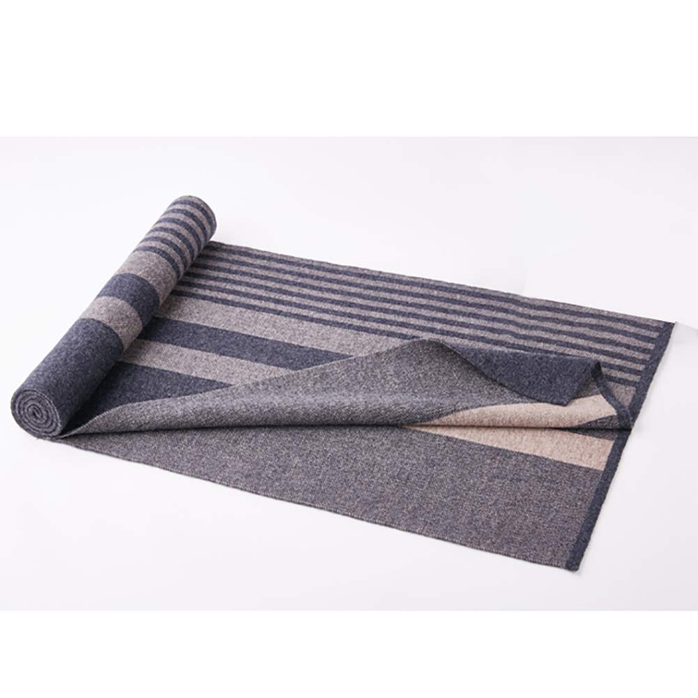 Premium 100% Wool Men's Winter Scarf - Soft Warm Striped Fashion Scarf for Men & Women, Unisex Winter Accessory (Blue) - Perfect for Cold Weather, Office, Travel & Holiday Gifts
