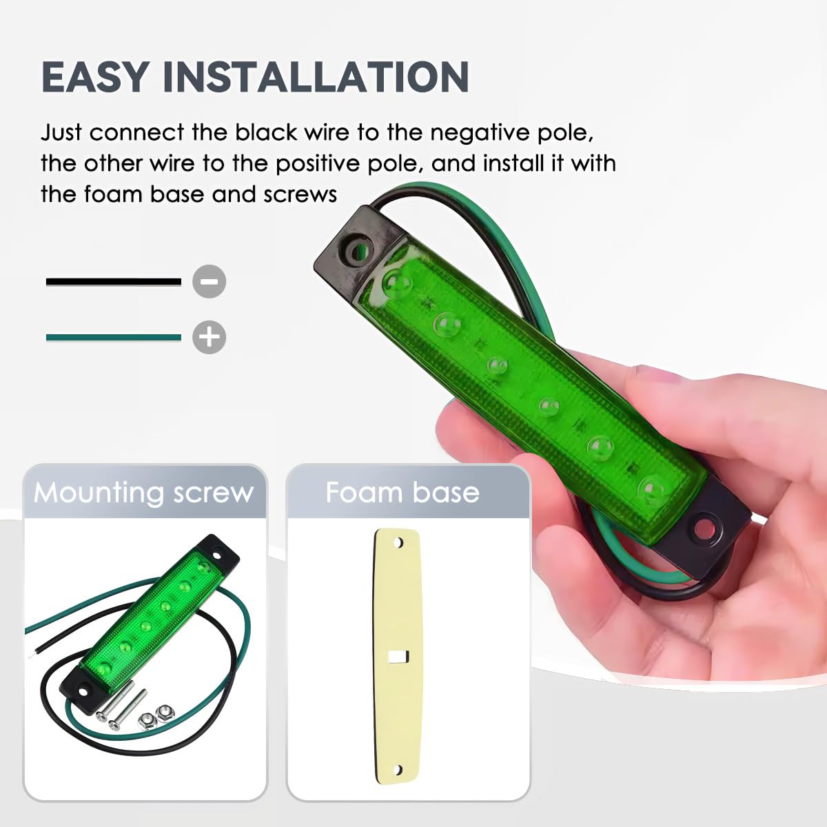 10PCS Green 12V Marine Boat Lights - Waterproof Cockpit Navigation & Deck Courtesy Lighting for Yacht, Fishing Boat, Sailboat, Kayak, Pontoon - Perfect for Night Cruising & Water Safety