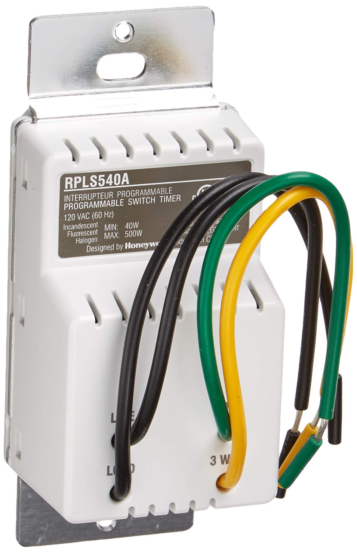 Honeywell Home RPLS540A1002 RPLS540A ECONOSwitch Programmable Timer Switch - White (40W Min) for Smart Lighting Control in Homes & Offices