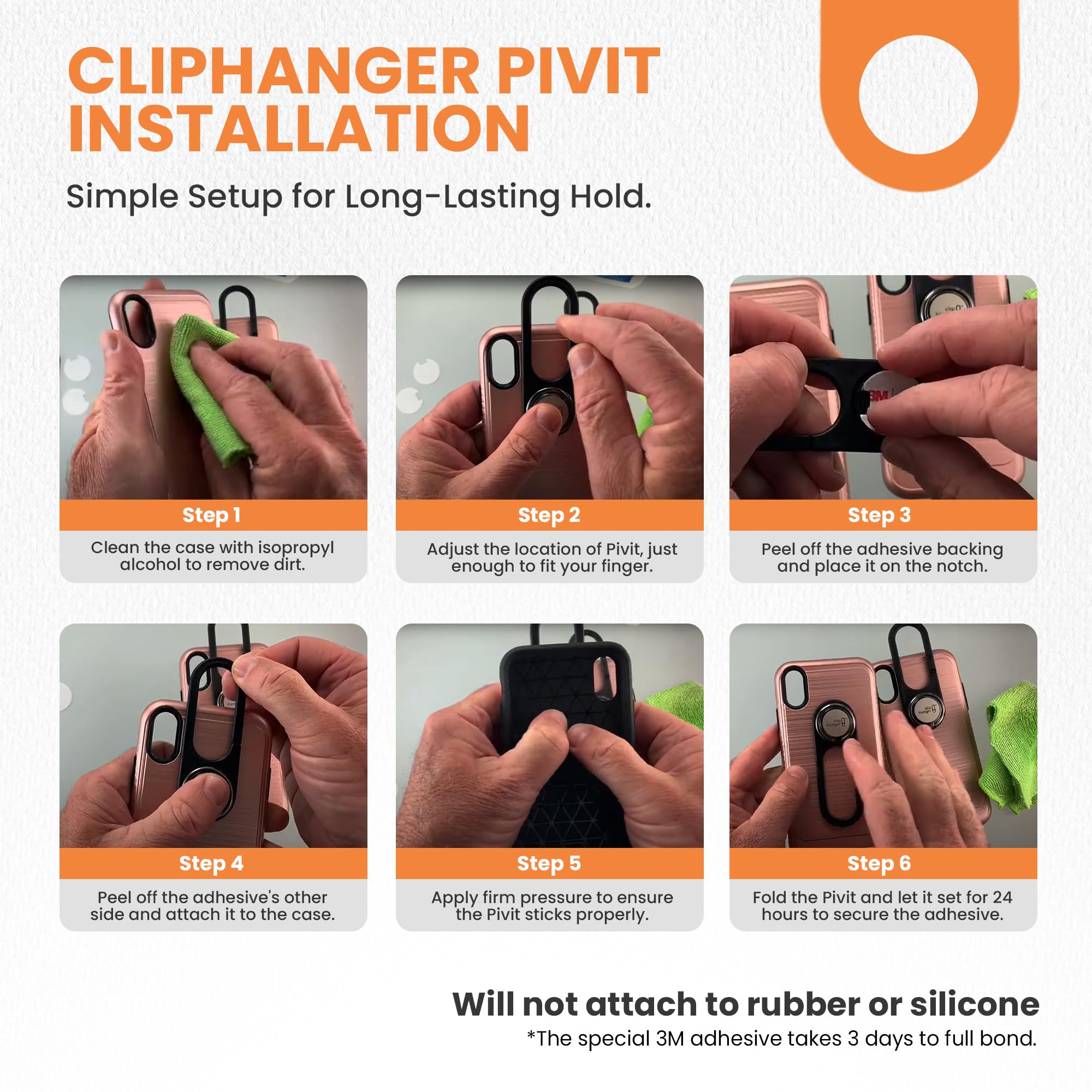PIVIT - Universal Phone Holder & Finger Grip - Secure Phone Attachment for Texting, Selfies & Easy Carry - Wireless Charging Compatible - Finger Loop for Phone Case - Black - Perfect for Driving, Gym, Travel & Daily Use