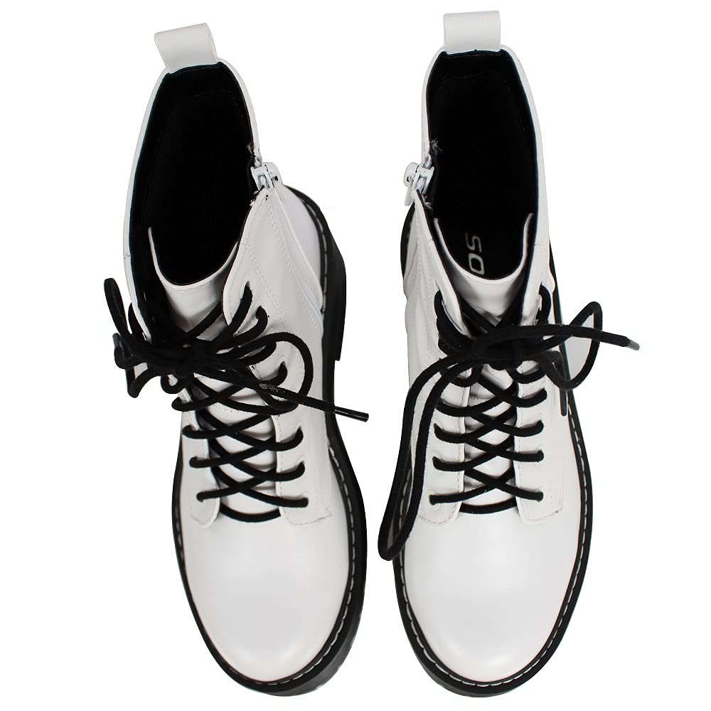 Soda Women's Lace Up Combat Boots - Chunky High Platform Ankle Booties for Women | Perfect for Streetwear, Gothic Fashion & Winter Outfits