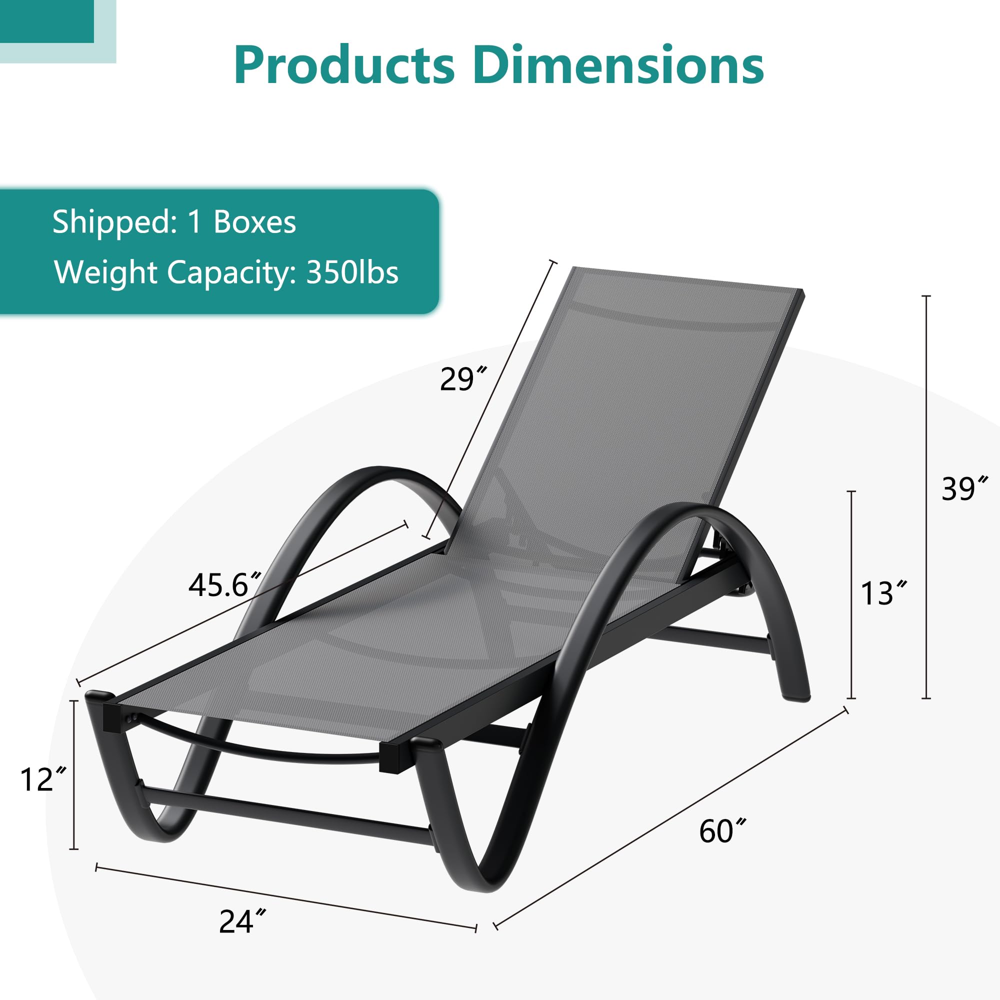SUNLEI 2-Piece Outdoor Lounge Chair Set with Adjustable Backrest, S-Shaped Armrest & Durable Textilene Fabric - Light Grey Patio Chaise Lounges for Poolside, Garden, Deck or Backyard Relaxation