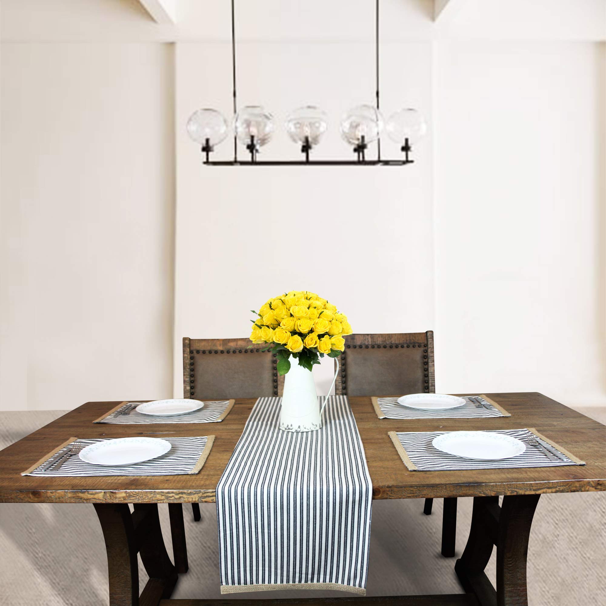 Premium Cotton Placemats Set for Dining Table - Modern Rectangle Table Mats with Jute Trim Design - Elegant Table Decor for Holidays, Weddings, Parties & Everyday Use - Perfect for Formal Dinners, Family Gatherings and Home Decor
