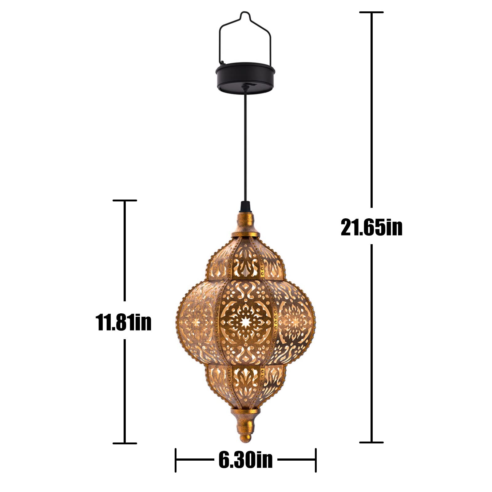 Hapjoy 2 Pack Bronze Hanging Solar Lights Outdoor - Waterproof Moroccan Solar Lanterns for Garden, Patio, Pathway, Yard & Backyard Decor - Weather-Resistant Plastic Decorative Lighting for Evening Ambience