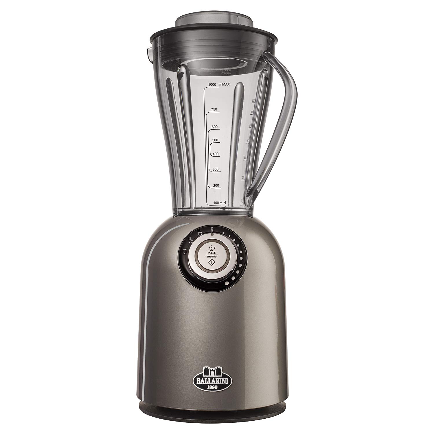 Ballarini Tesoro Countertop Blender - Premium Italian Made Metallic Grey Blender for Smoothies, Soups & Cocktails - Perfect for Home Kitchen & Bar Use