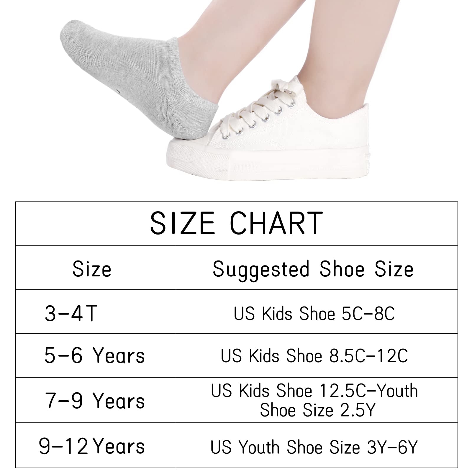 Witwot 10 Pairs No Show Socks for Kids - Breathable Non Slip Low Cut Ankle Socks for Girls & Boys - Perfect for School, Sports & Daily Wear