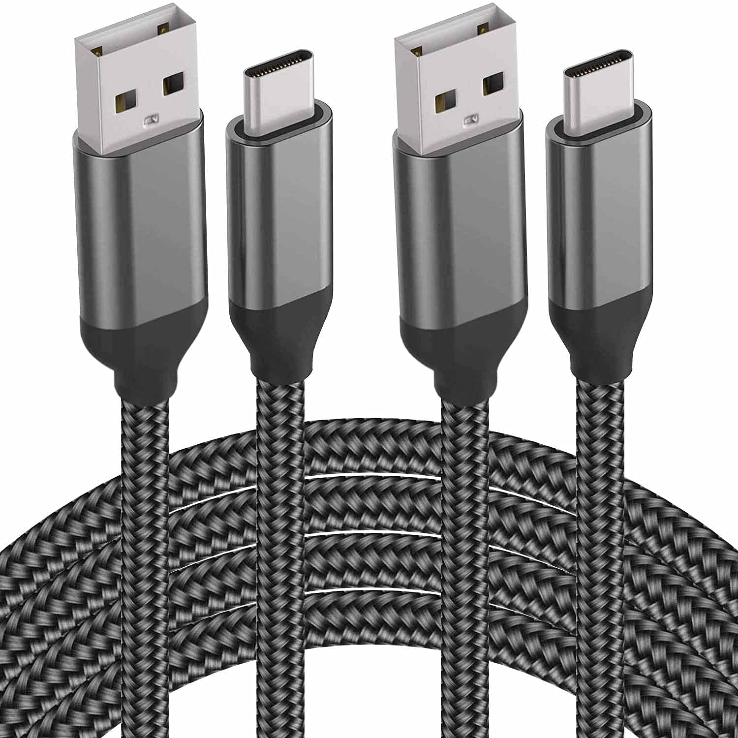 15FT USB C Cable 2-Pack - Extra Long Braided USB-A to USB-C Fast Charging Cord for Sony PS5, Samsung Galaxy S22/S21/S20/S10, Note 9 Plus, OnePlus 10 Pro, Nintendo Switch, Moto - Perfect for Gaming, Travel & Home Charging