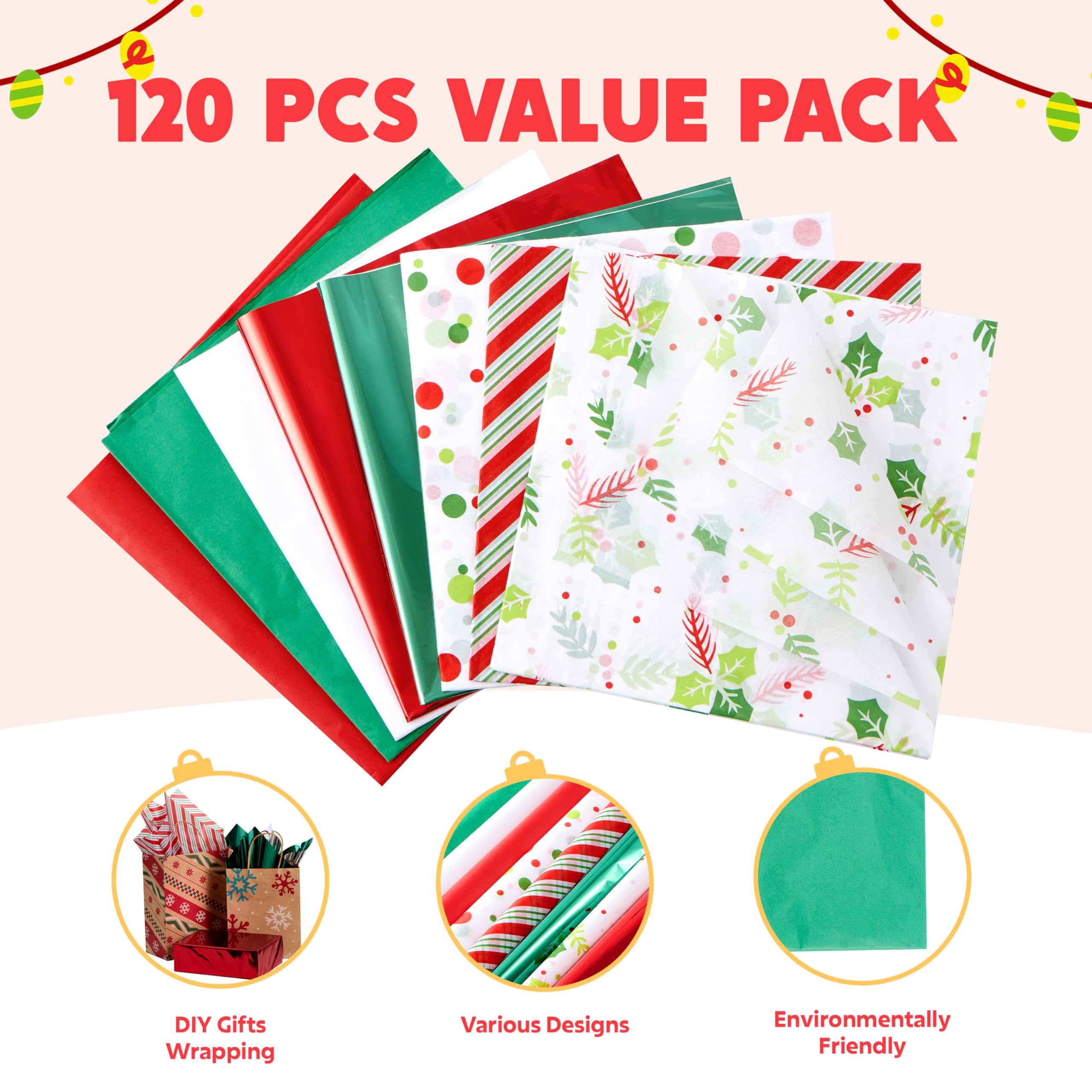 Joyin 120-Sheet Christmas Wrapping Paper Set - 20