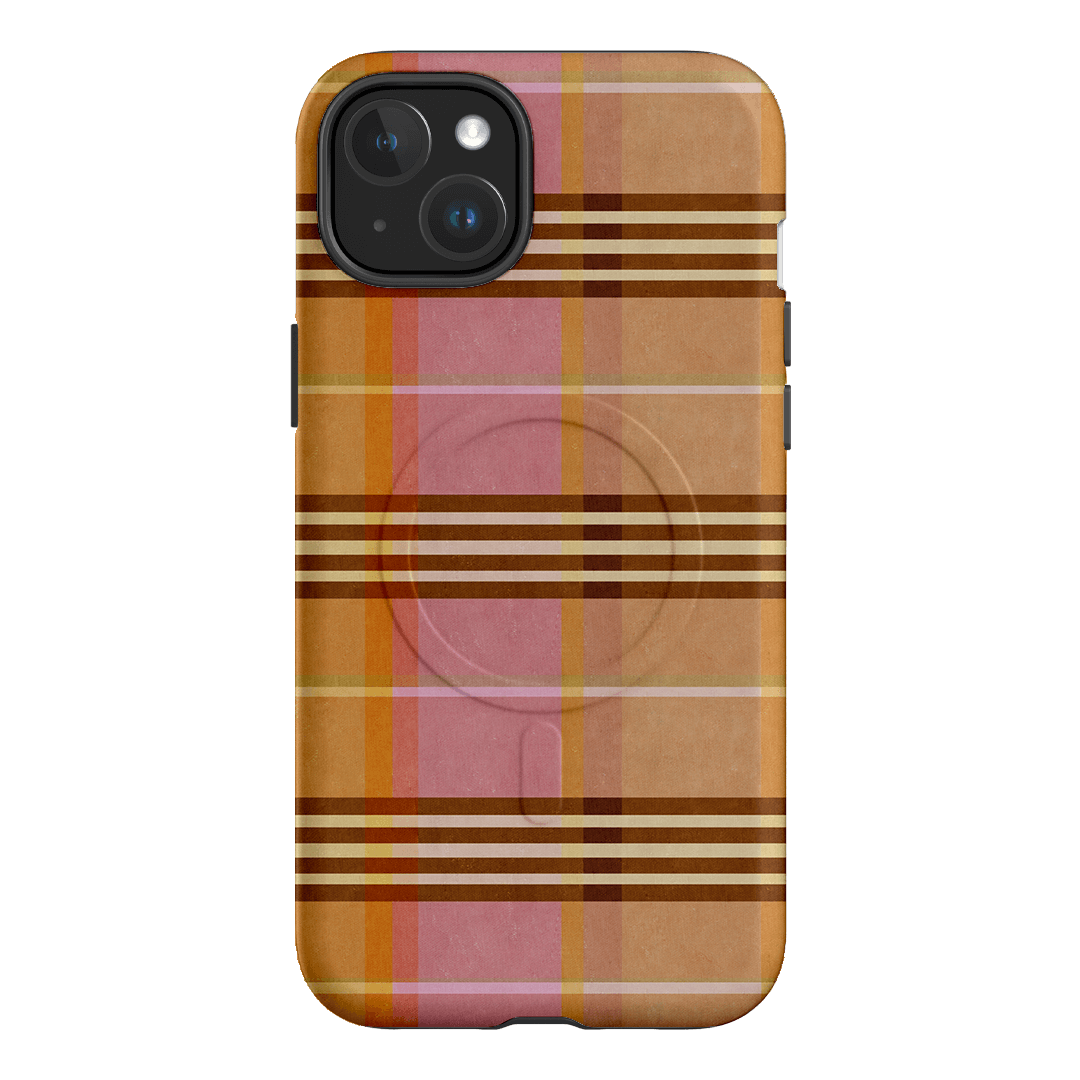 Peachy Plaid Phone Case for iPhone 15/14/13/12/11 Pro Max - Cute Tartan Pattern Protective Cover with Shockproof Design - Perfect for Everyday Use, Travel & Fashion Accessories