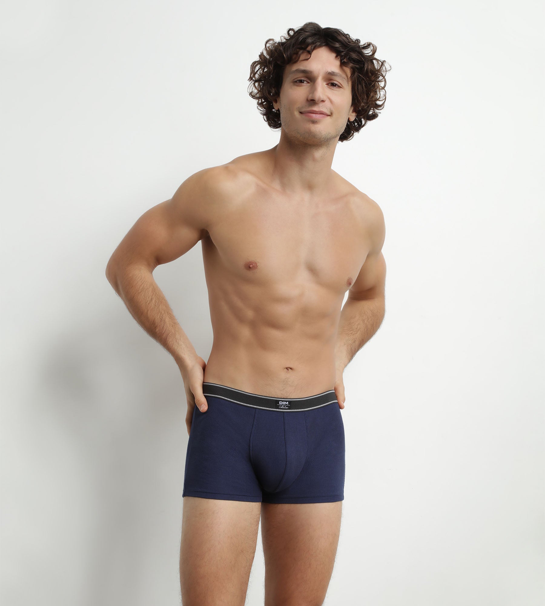 Premium Men's Cotton Modal Boxer Briefs - Dark Blue Ribbed Design for Ultimate Comfort | Perfect for Everyday Wear, Workout & Lounge
