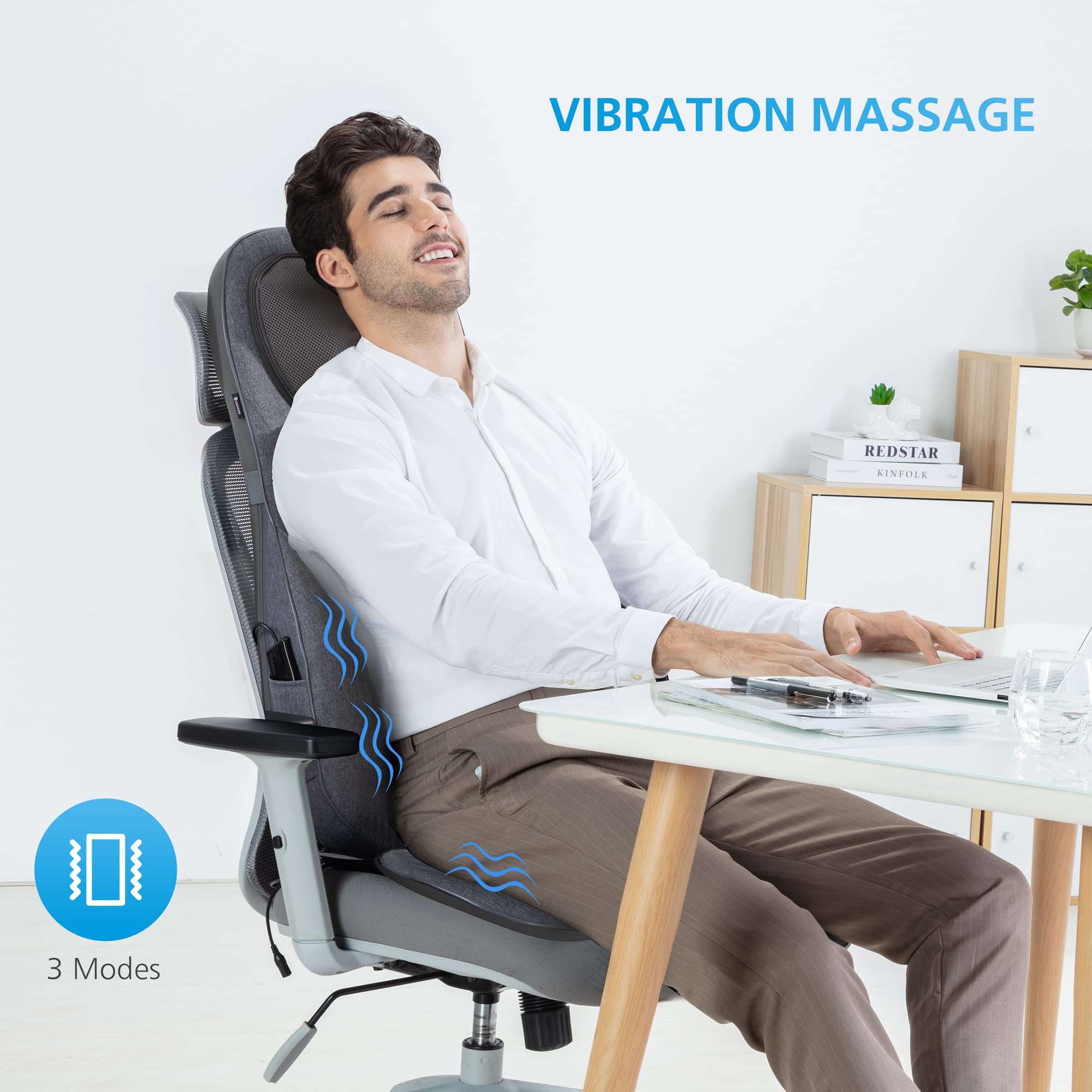 COMFIER Shiatsu Neck and Back Massager with Heat - Adjustable Chair Massage Cushion for Shoulder & Spine Support - Perfect Gift for Parents (Dad/Mom) - Home & Office Relaxation - Gray