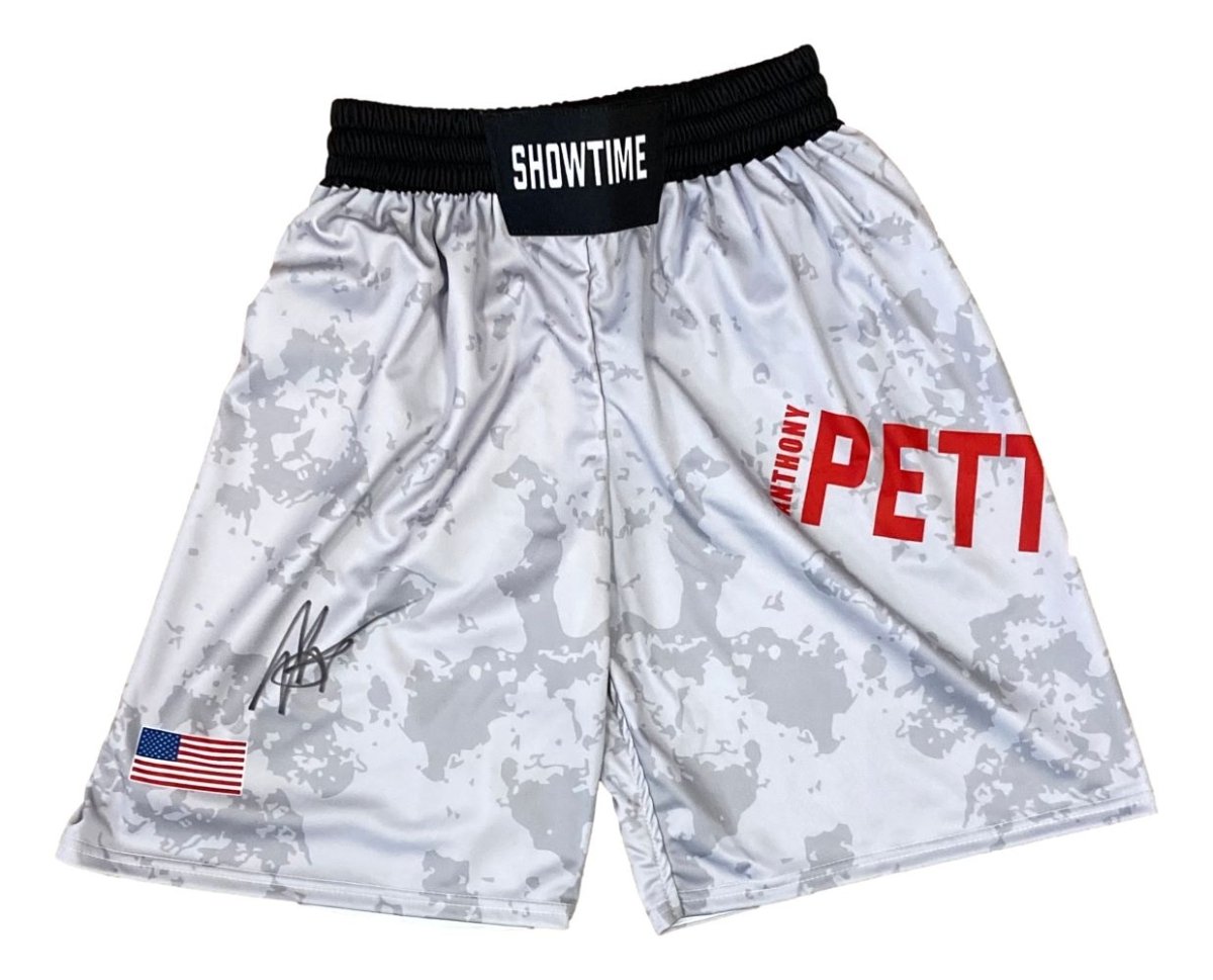 Anthony Pettis Autographed Gray MMA Fight Shorts - Authentic Signed Collectible for UFC Fans & Memorabilia Enthusiasts - Perfect for Display, Gifts, and Sports Decor