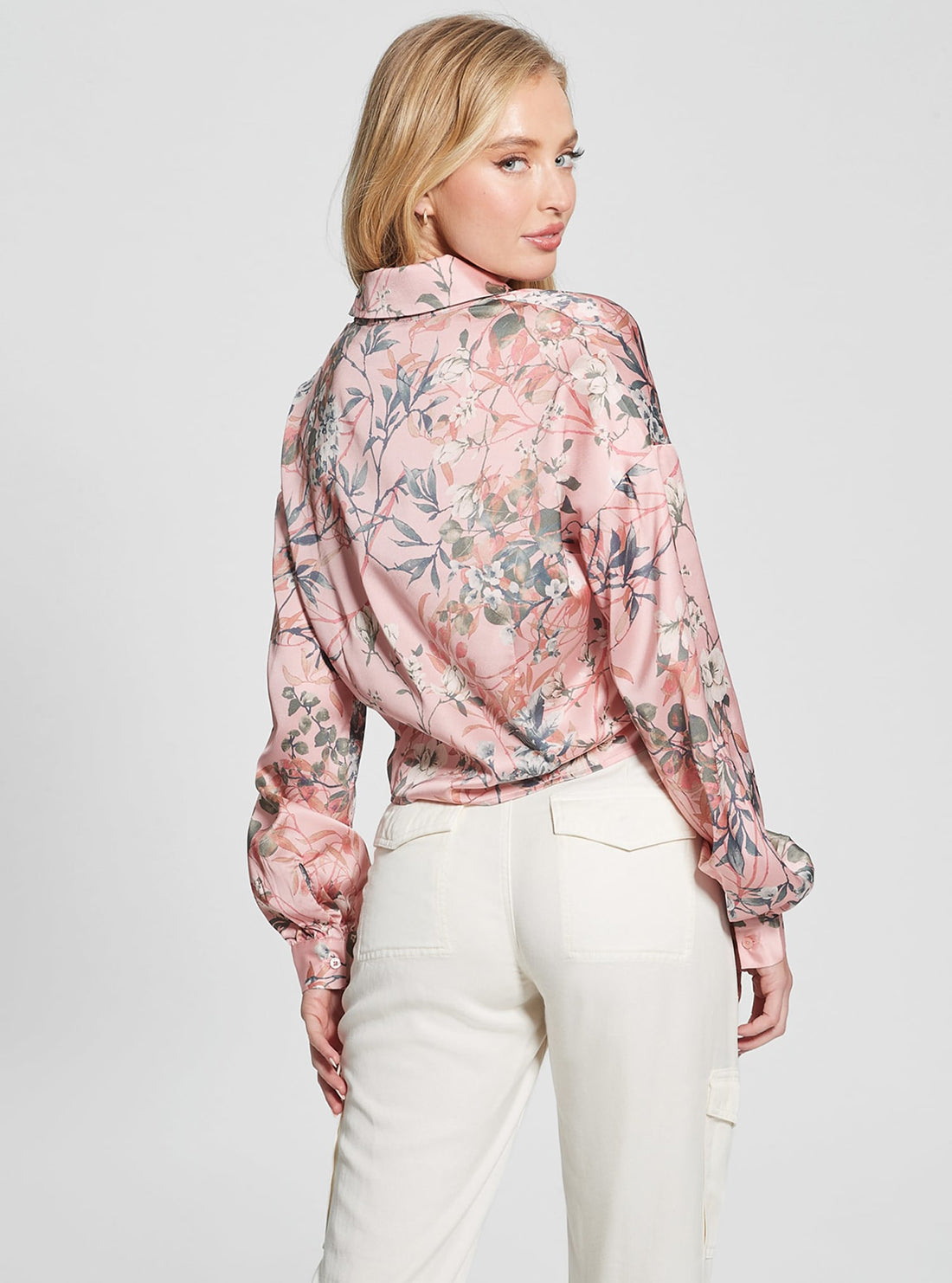 Eco-Friendly Pink Floral Bow Jun Shirt for Women - Stylish Casual Blouse for Spring & Summer Outfits | Perfect for Office, Date Night & Outdoor Events