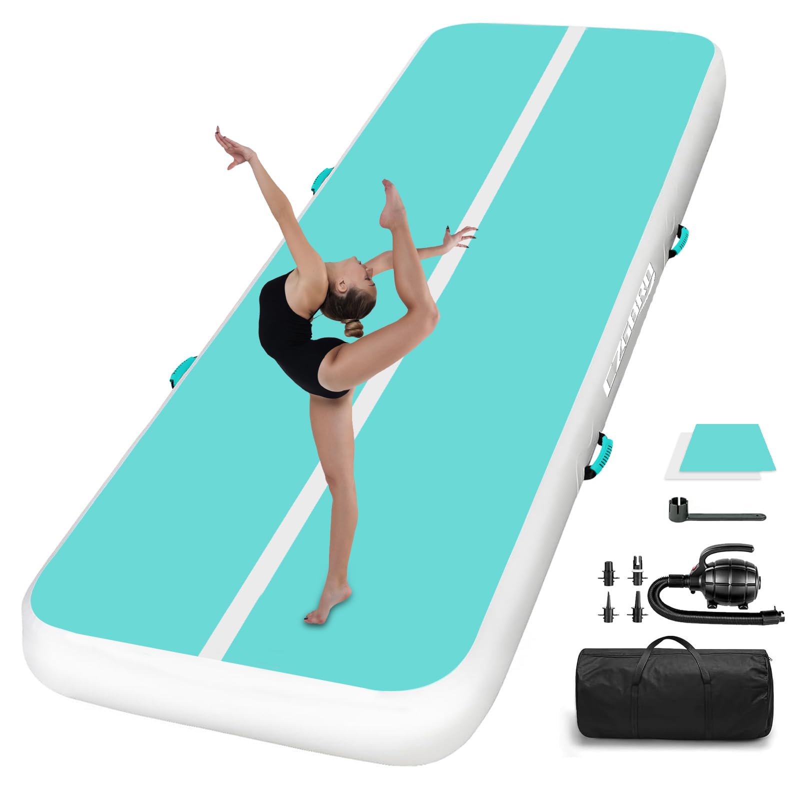 Inflatable Air Tumbling Mat with Electric Pump - Portable Gymnastics Training Mat for Kids, Cheerleading, Yoga & Home Fitness - Perfect for Indoor/Outdoor Practice, Backyard Play & Gym Sessions