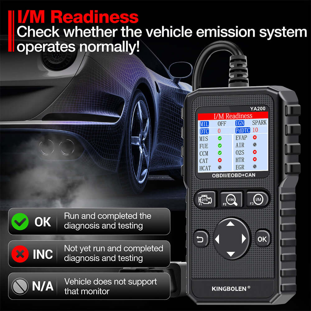 KINGBOLENÂ® YA200 OBD2 Scanner - Professional Auto Diagnostic Code Reader for Car, Truck & SUV - Check Engine Light, Read & Clear Fault Codes - Perfect for Mechanics & DIY Car Repair at Home or Garage