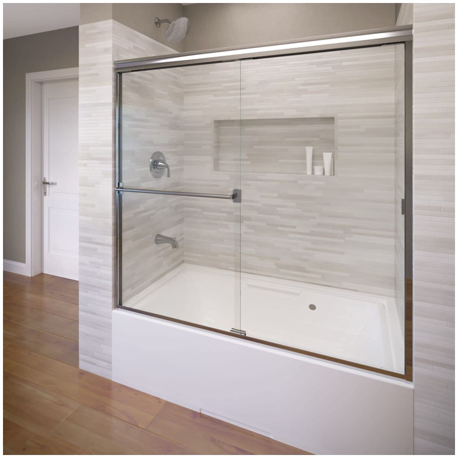 Basco CLCH05A5656CLSV Classic Frameless Shower Door in Chrome - Sleek & Durable Bathroom Upgrade for Modern Homes & Luxury Hotels