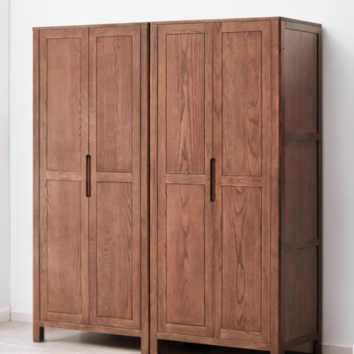 Solid Oak Wood Wardrobe in Walnut Finish - Stylish and Durable Closet Storage for Bedroom, Living Room, or Walk-in Closet