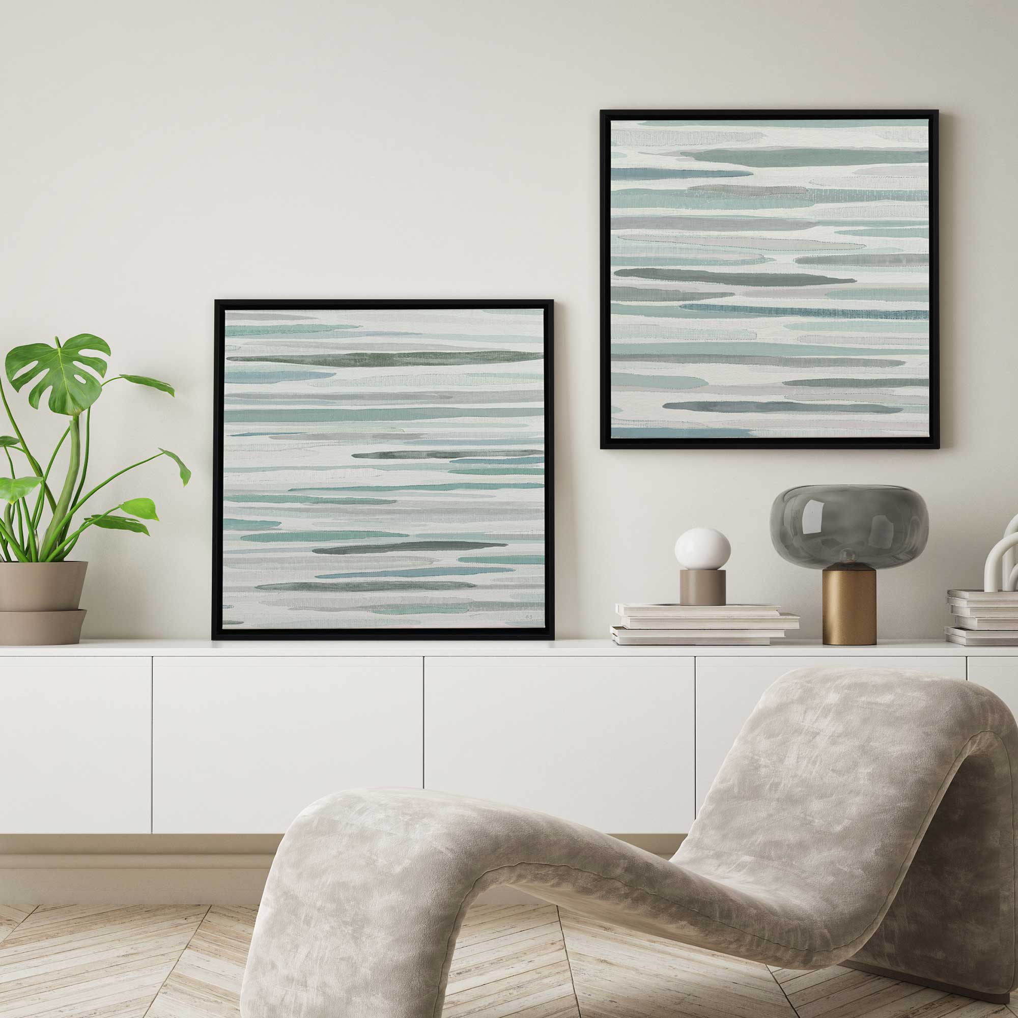 Cresting Calm Wall Art - Set of 2 Modern Ocean Wave Canvas Prints for Living Room, Bedroom & Office Decor | Ready to Hang