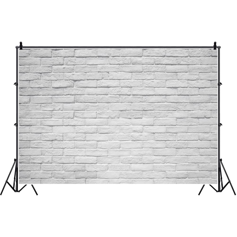 Laeacco 10x6.5ft White-Washed Rustic Brick Wall Vinyl Photography Backdrop for Portraits, Product Shoots & Studio Decor | Perfect for Children, Adults, Pets, Clothing Photos & Party Backgrounds