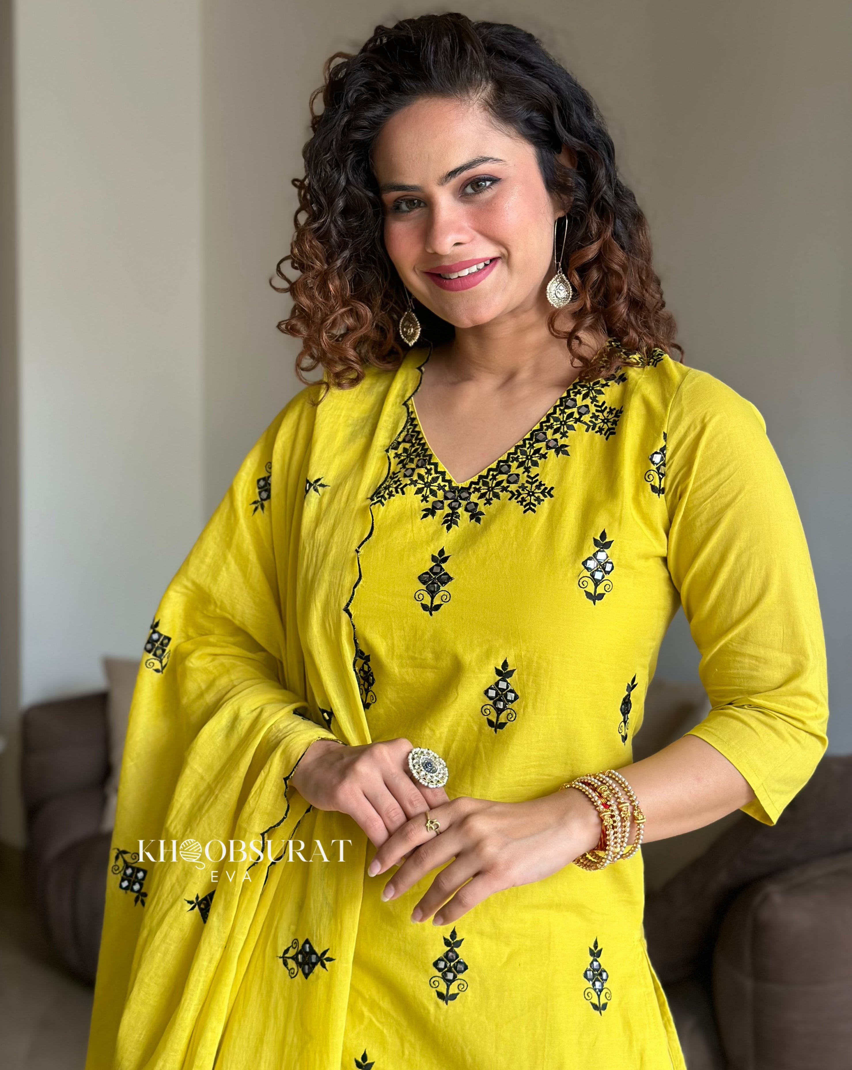 Stylish Biba Yellow Kurta Suit Set for Women - Traditional Indian Ethnic Wear for Festivals, Weddings & Special Occasions
