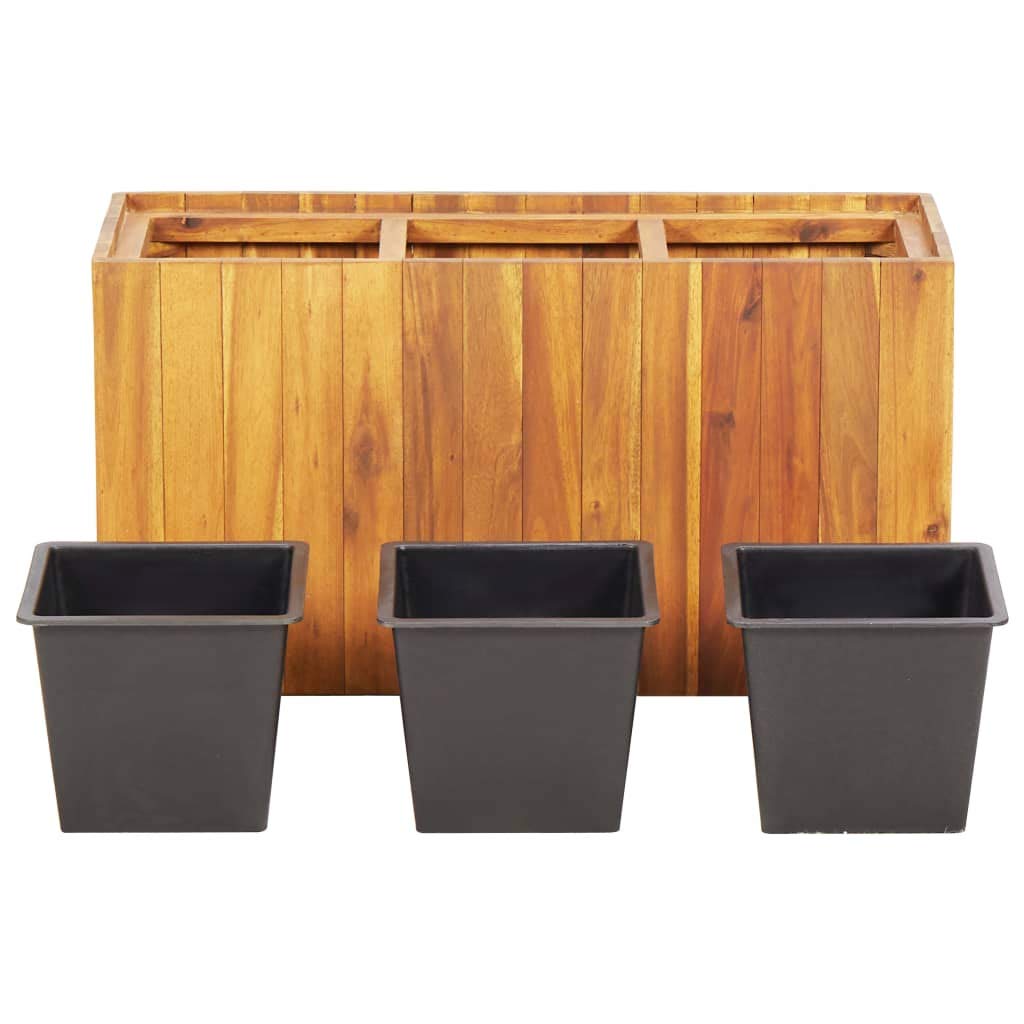 Premium Rectangular Flower Pot Set - 3 Solid Acacia Wood Planters for Indoor & Outdoor Use | Patio, Deck, Balcony, Garden Raised Bed | Perfect for Home Decor, Gardening & Landscaping