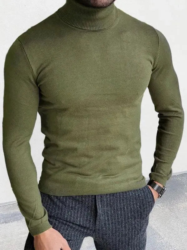 Men's Slim Fit Knit Turtleneck Pullover Sweater - Warm Winter Casual Wear for Office & Outdoors