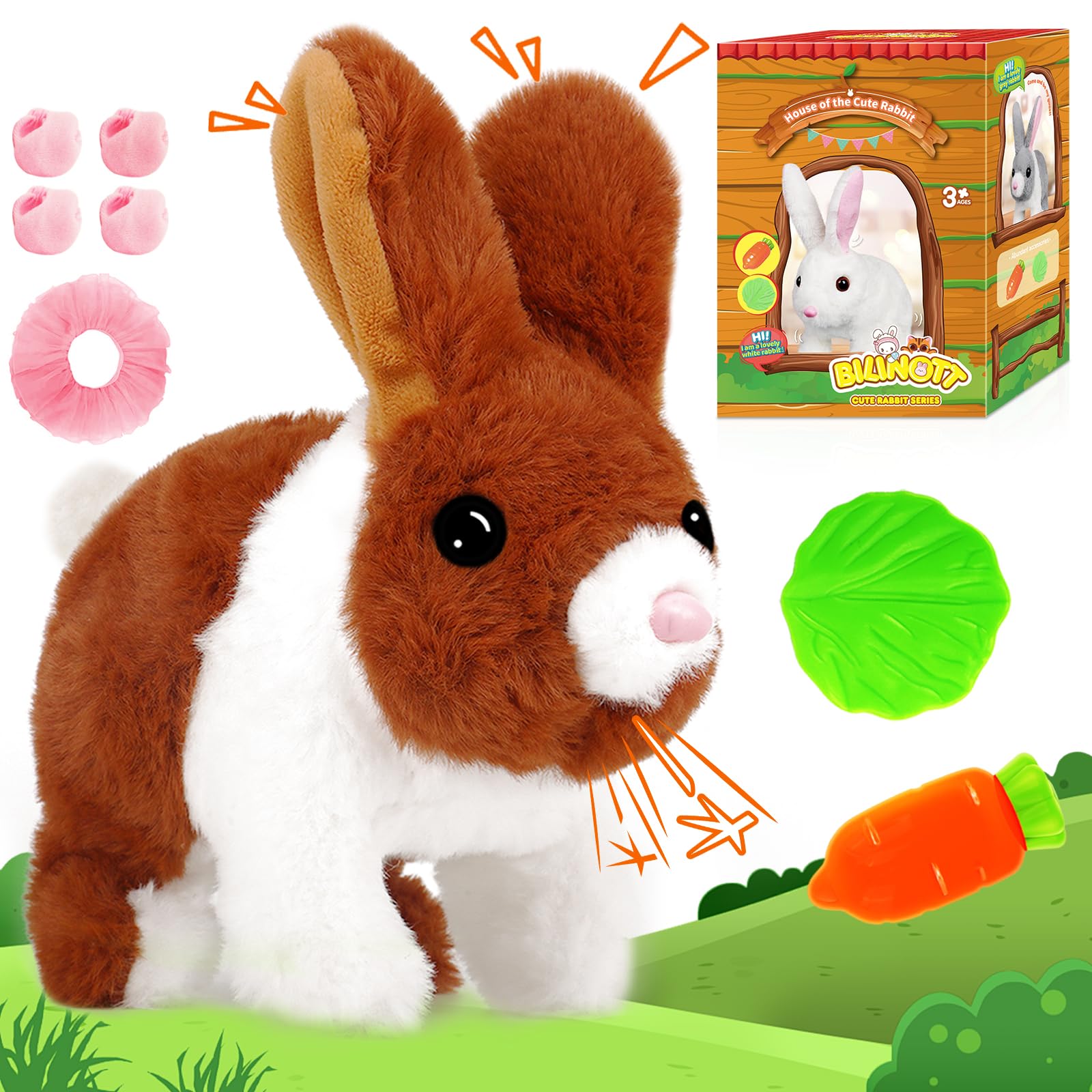 Realistic Jumping Bunny Toy for Kids - Interactive Rabbit Plush with Wiggling Ears & Moving Mouth, Best Easter Birthday Halloween Christmas Gift for Boys Girls Age 3+ | Perfect for Playtime, Nursery Decor & Holiday Celebrations