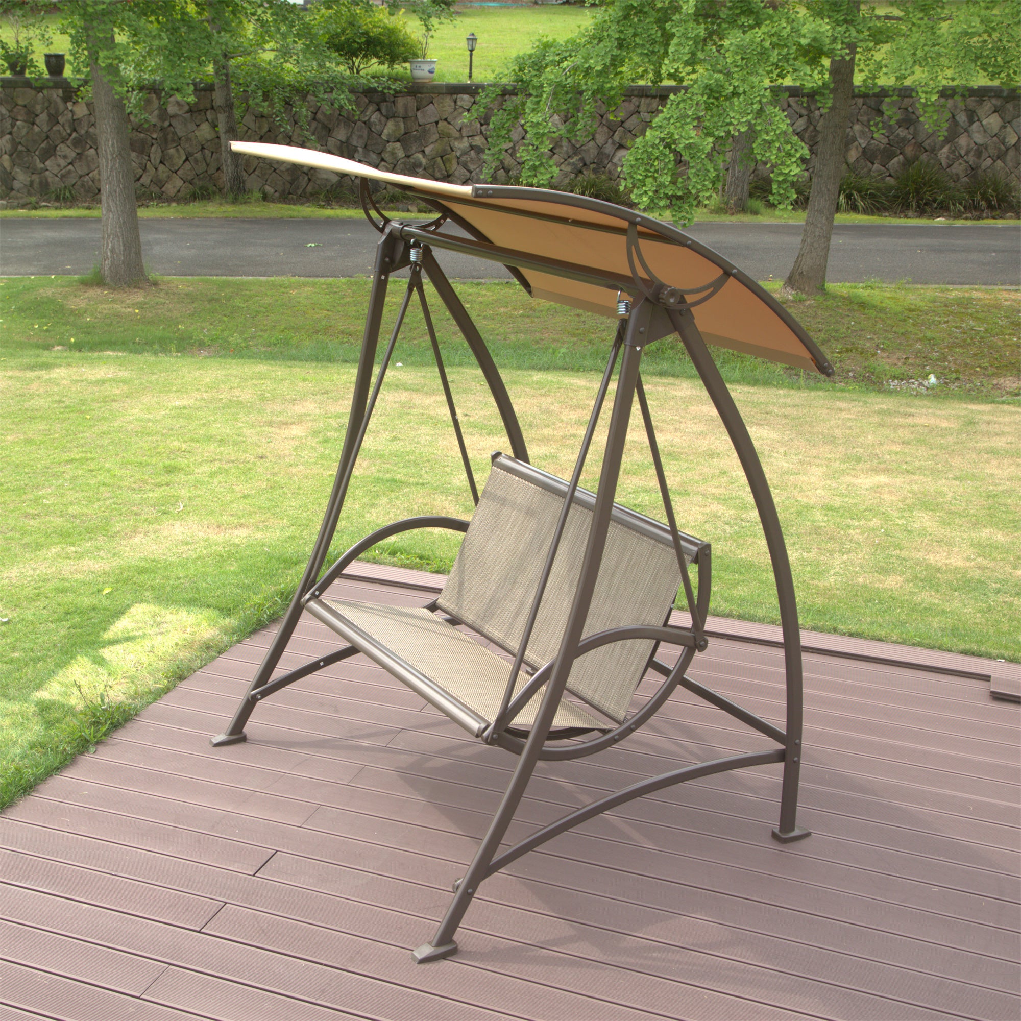 2 Seat Patio Swing Chair with Adjustable Canopy - Durable Steel Frame Outdoor Porch Swing - Perfect for Garden, Deck, Backyard & Relaxation - Weather-Resistant Glider for Comfortable Lounging