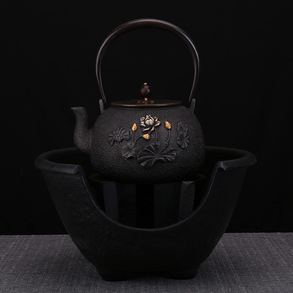Vintage Cast Iron Charcoal Stove - Outdoor Tea Brewing & Cooking Furnace with Iron Pot Set - Perfect for Camping, BBQ, and Traditional Kung Fu Tea Ceremonies