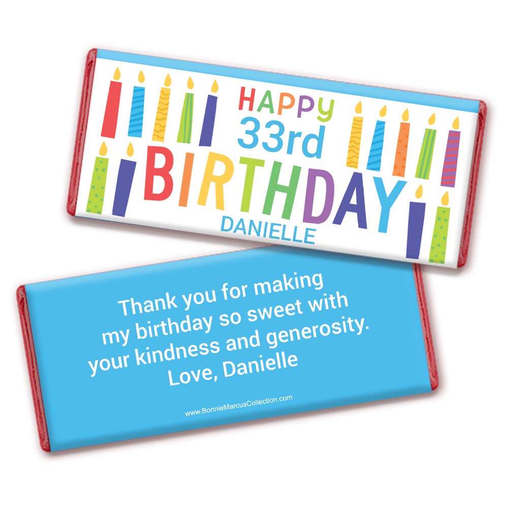 Custom Personalized Chocolate Bars for Birthday Party Favors - 36 Individually Wrapped Candy Bars with Free Cold Packaging - Perfect for Weddings, Baby Showers & Corporate Events