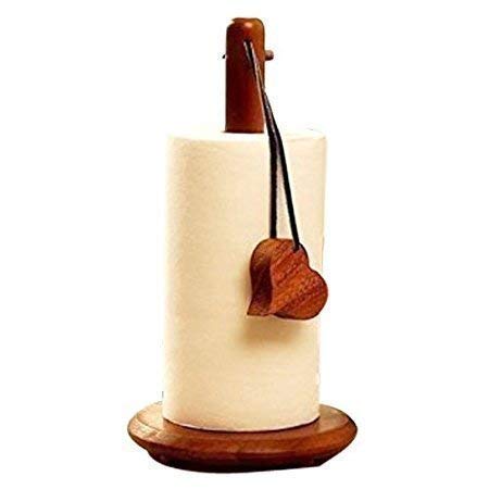 2-Pack Wooden Paper Towel Holder Stand - Kitchen Roll Dispenser & Organizer for Countertop, Dining Table - Easy-Tear Design for Home & Restaurant Use