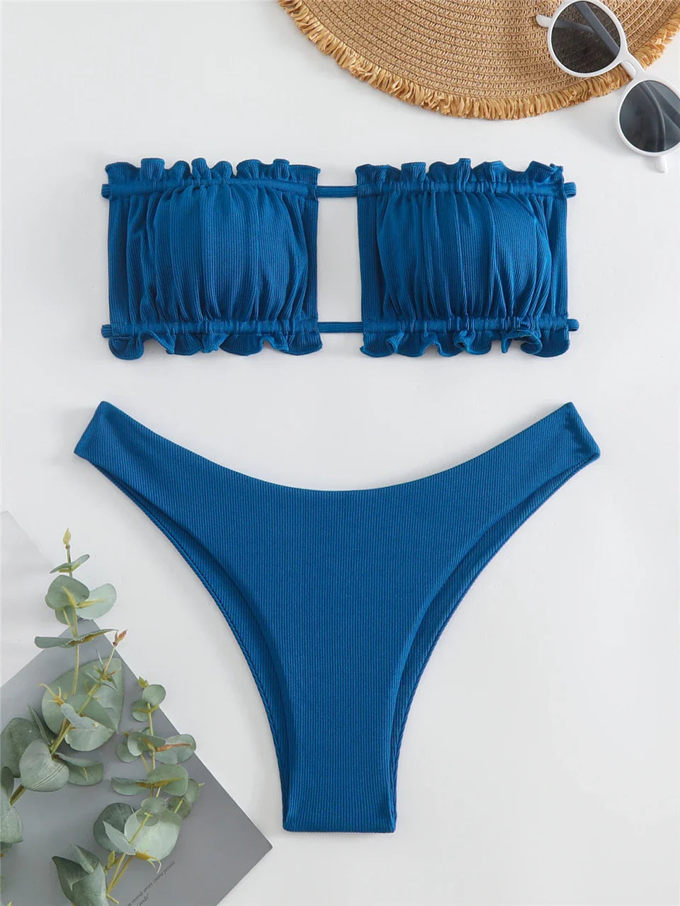 Sexy Back Lace Up Bikini Set - Women's Solid Hollow Out Swimwear for Beach & Pool - Perfect for Summer Vacation, Tropical Getaways and Swim Parties