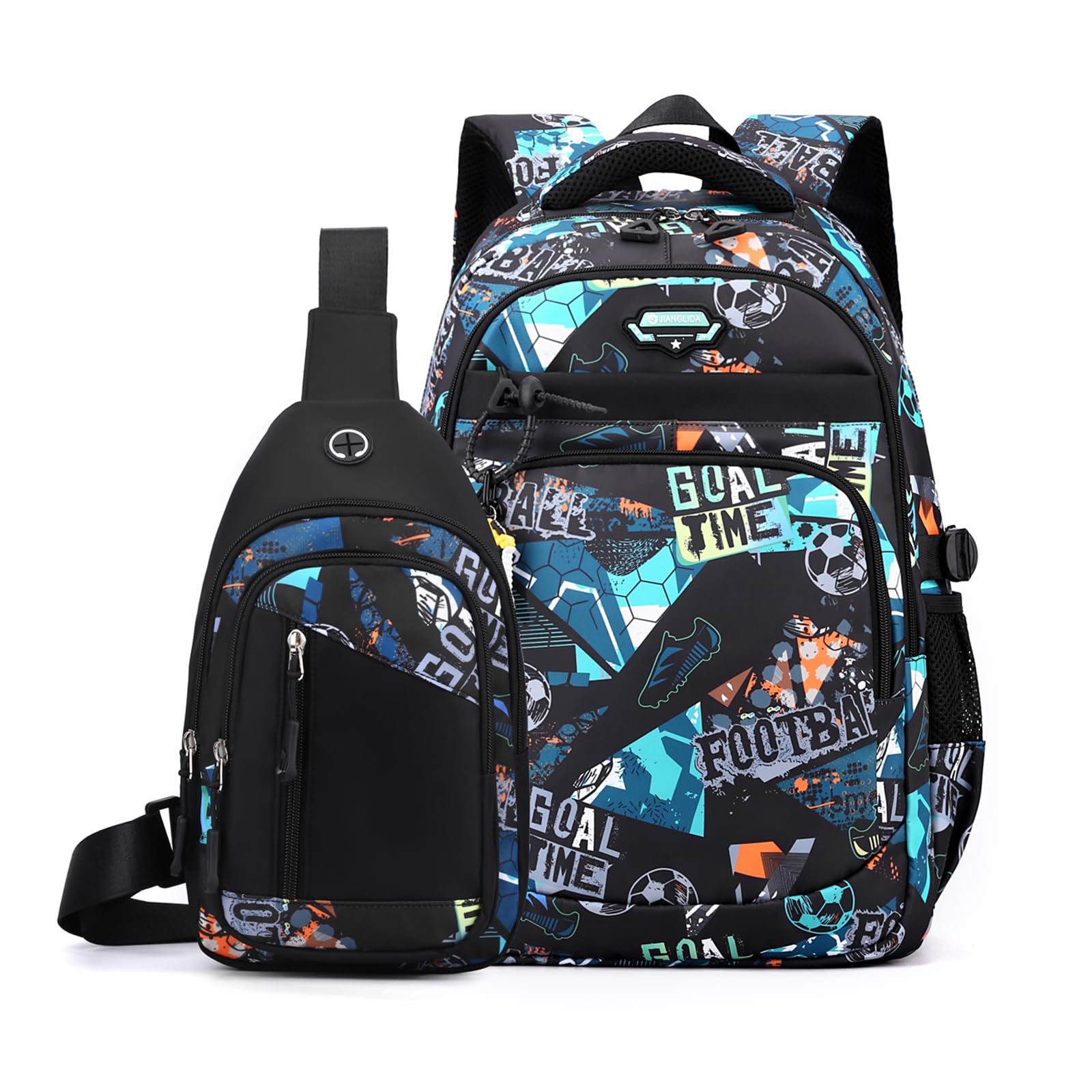 Kids Backpack for Boys with Crossbody Bag - Lightweight School Bookbag Set for Elementary & Middle School Boys & Teens - Perfect for Daily Use, Travel & Outdoor Activities