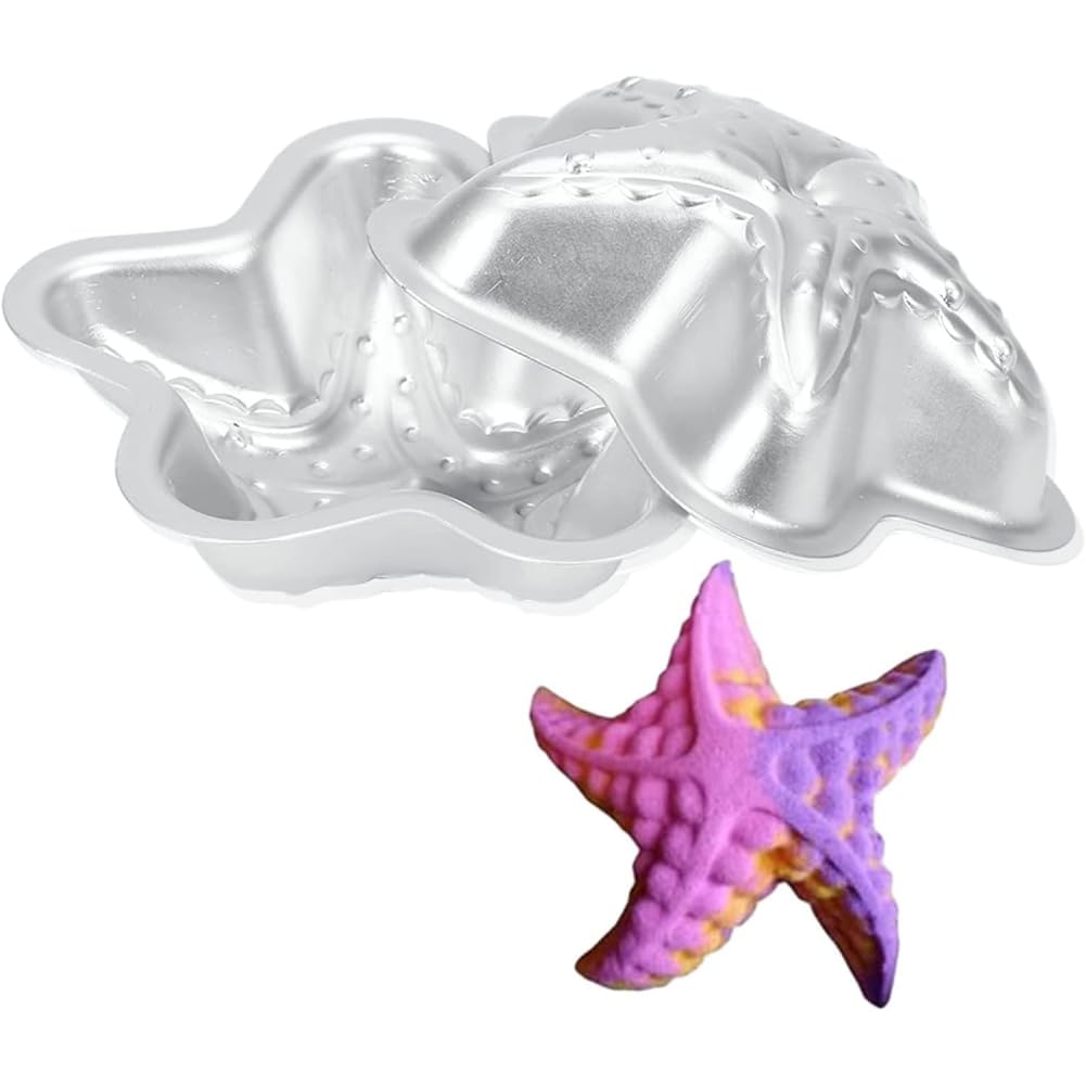2PCS DIY Bath Bomb Kit with Press - Make Your Own Fizzy Bath Bombs at Home, Includes Sea Star Shaped Mold for Spa & Gift Making - Perfect for Relaxation, Birthday Gifts & Self-Care Nights
