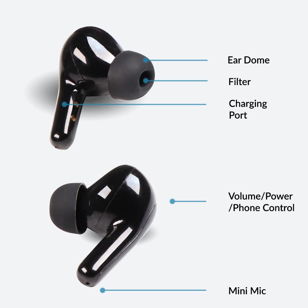 Neosonic BT-Pods Bluetooth Hearing Aids for Seniors & Adults - Rechargeable Hearing Amplifier with Noise Reduction, Wireless Music Streaming & Hands-Free Phone Calls - Perfect for TV Watching, Outdoor Activities & Daily Communication