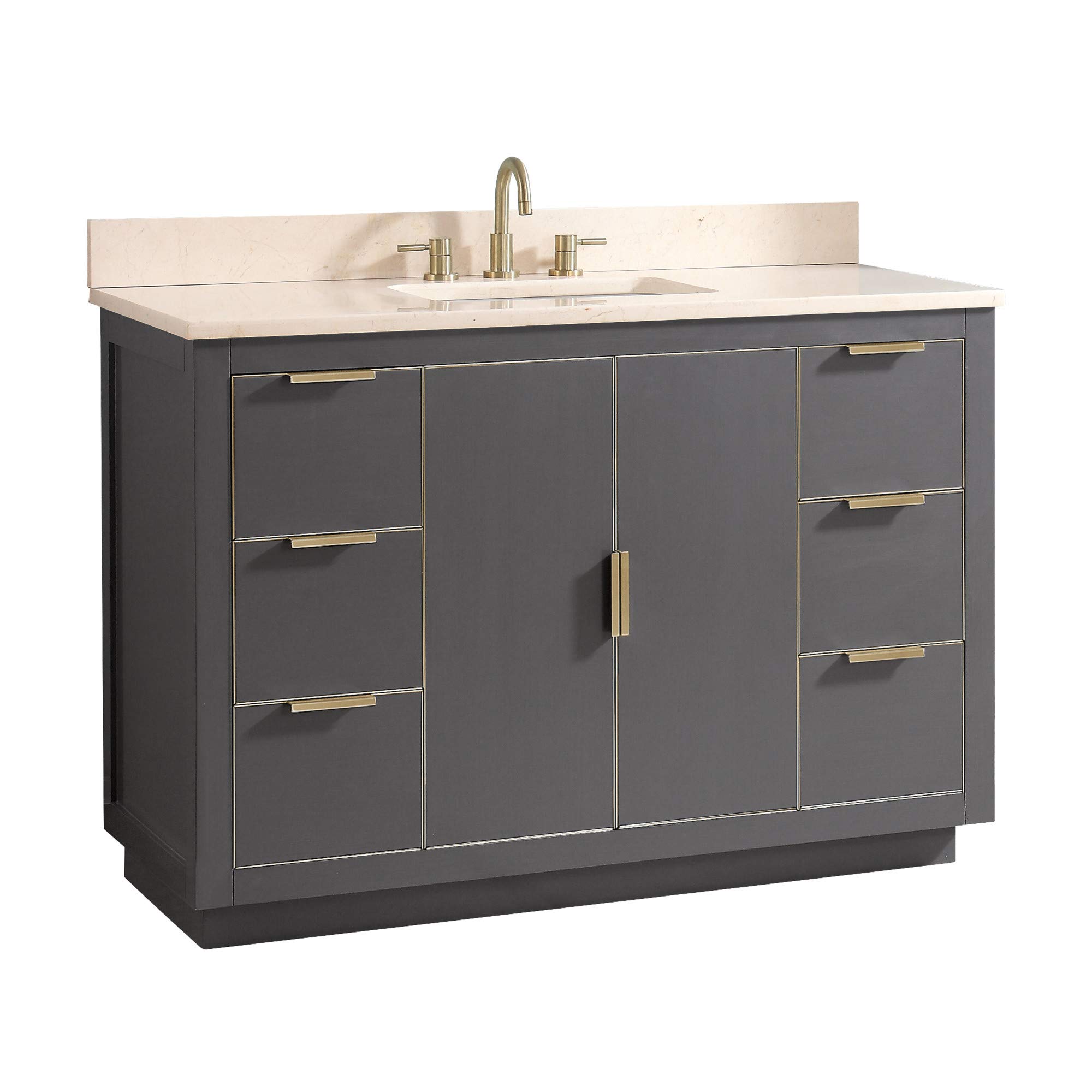 49 Inch Modern Bathroom Vanity with Sink in Twilight Gray Finish - Perfect for Small Bathrooms, Powder Rooms & Home Renovations