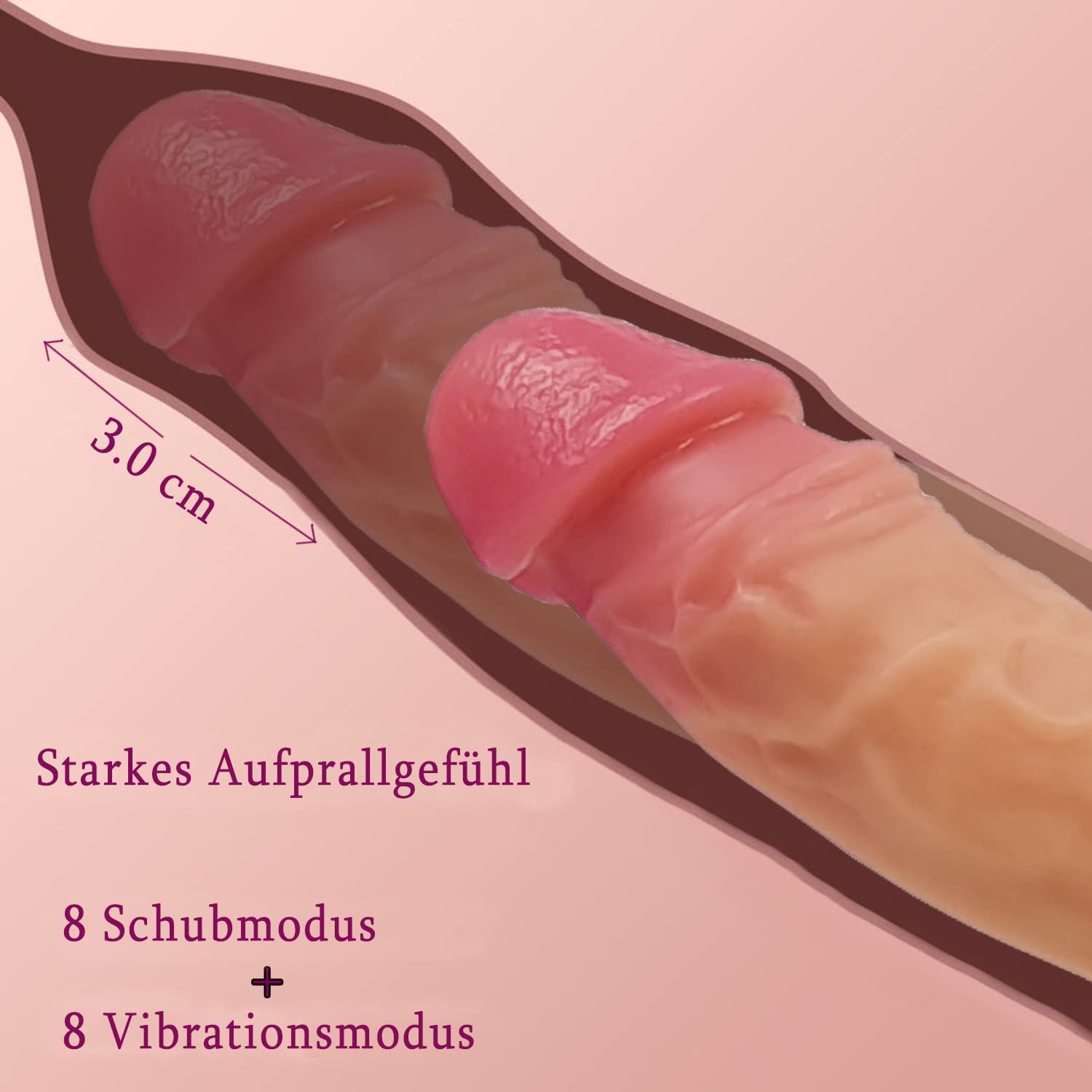 Realistic Silicone Dildo with Suction Cup - 10 Vibration Modes, Telescopic Push & Remote Control for Anal & Vaginal Stimulation | Powerful Sex Machine for Couples Play, Solo Pleasure & BDSM Exploration (Model RD11)