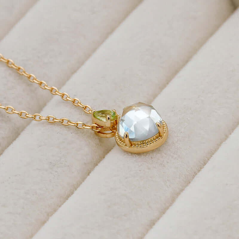 Faceted Peridot and Amethyst Green Gemstone Necklace for Women | Elegant Handmade Jewelry Gift for Birthday, Anniversary & Special Occasions | TB2210A