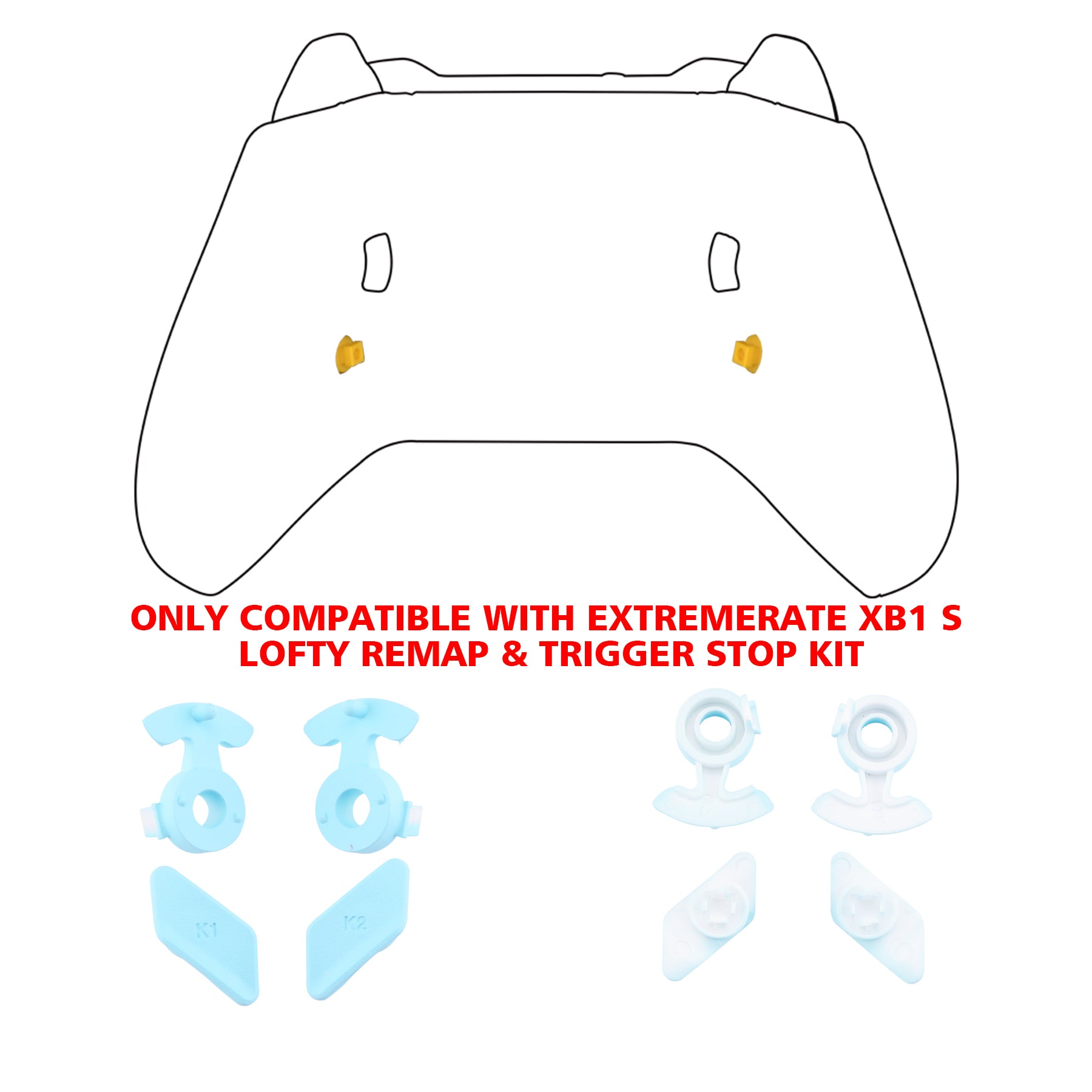 eXtremeRate Heaven Blue Soft Touch Grip with Redesigned Back Buttons, HK3 HK4 Trigger Lock, K1 K2 Paddles for Xbox One S/X Controller - Remap & Trigger Stop Kit (XOMD0038) - Perfect for Competitive Gaming & Enhanced Controller Customization