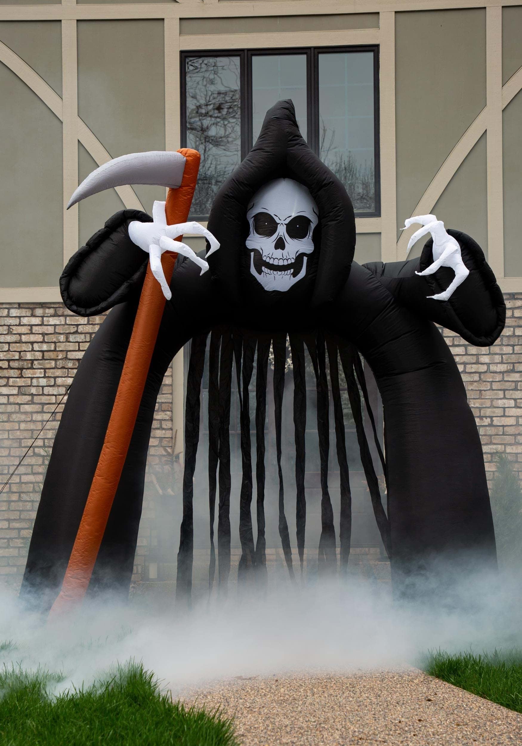 9.5FT Grim Reaper Death Inflatable Halloween Archway - Black Airblown Graveyard Outdoor Decoration for Front Yard, Haunted House Party & Spooky Halloween Display