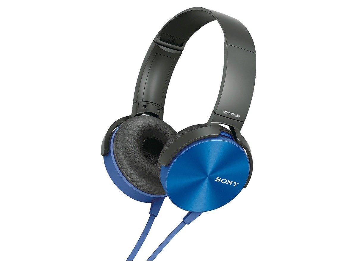 Sony MDR-XB450 Extra Bass Wired Headphones with Mic for Smartphones - Blue | Noise Isolation for Music, Gaming & Calls | Comfortable Over-Ear Design for Commuting & Workouts