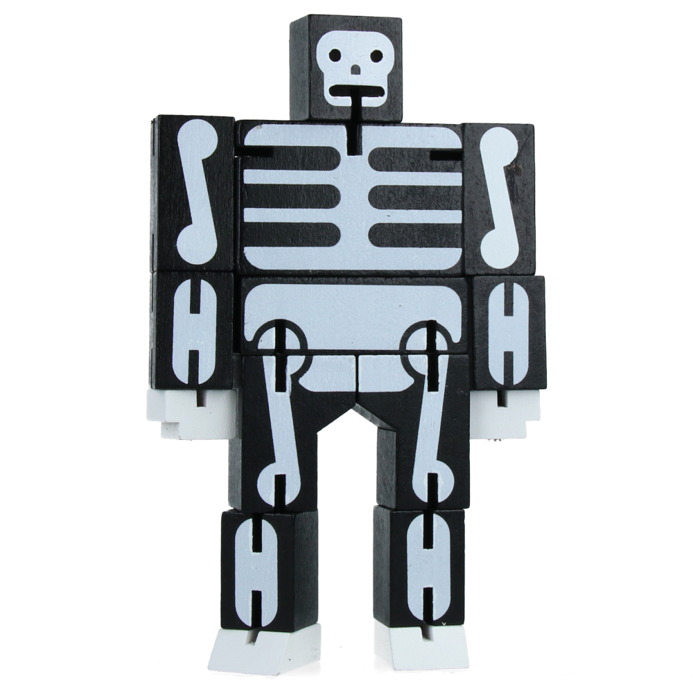 Cubebot Small Black/Skeleton Wooden Puzzle Toy - Fun Brain Teaser for Kids & Adults - Perfect for Office Desk, Stress Relief & Educational Play