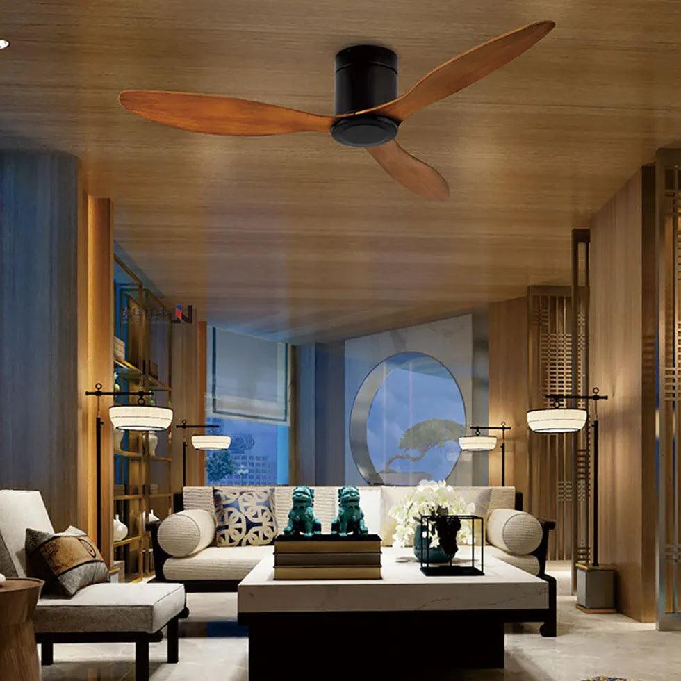 3-Blade Wood Grain Ceiling Fan with Light - Modern Farmhouse Style for Living Room, Bedroom, and Outdoor Spaces - Energy Efficient Cooling & Stylish Lighting Solution