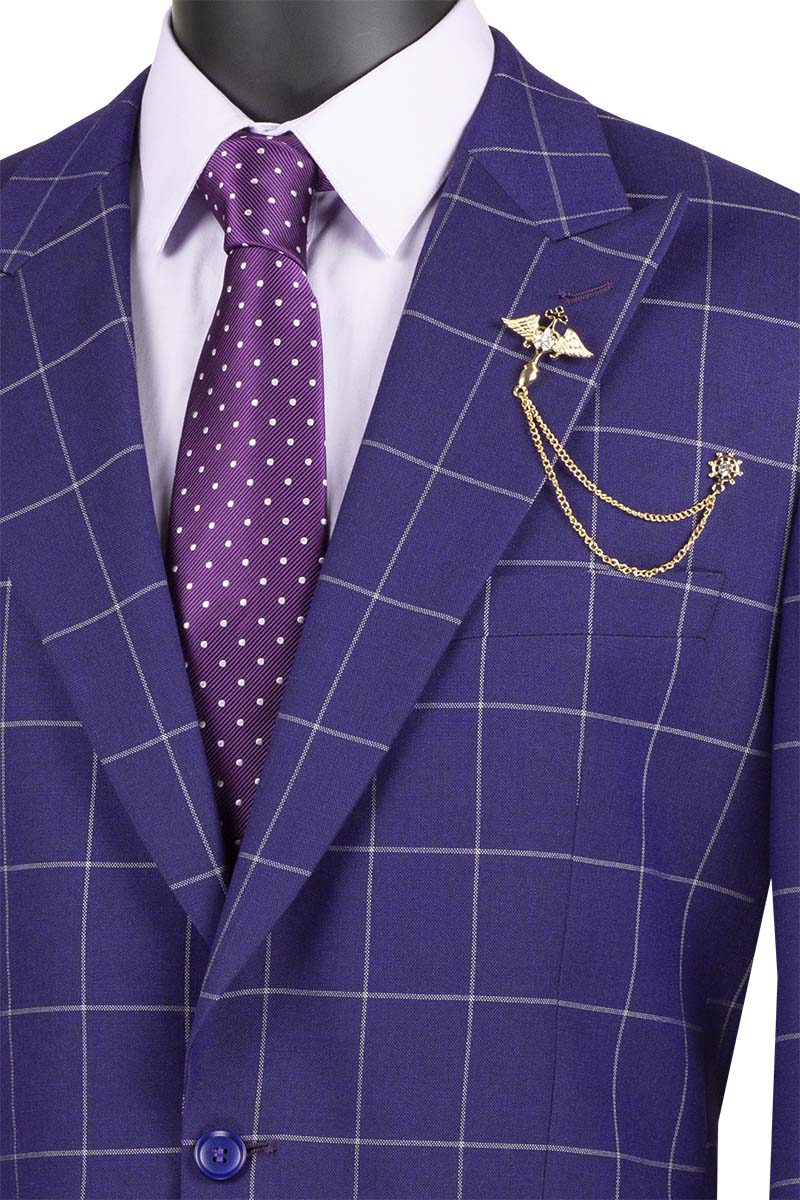 Stylish 2-Piece Purple Windowpane Suit for Men | Formal Business Attire | Perfect for Weddings, Office Meetings & Special Events