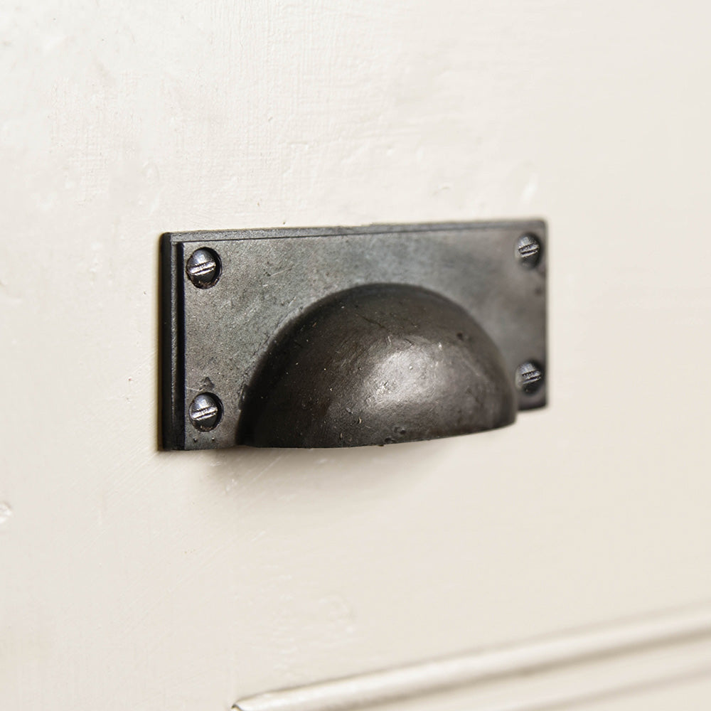 Forged Black Beeswax Art Deco Hooded Drawer Handle - Vintage Cabinet Pull for Kitchen, Bathroom & Furniture Restoration - Perfect for DIY Home Decor Projects