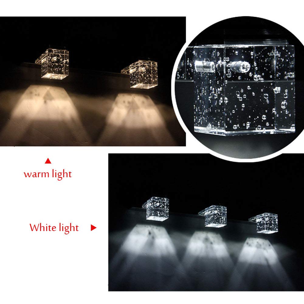 Modern Crystal LED Bathroom Vanity Light Fixture - Stainless Steel Mirror Lighting for Bathroom, Toilet, Bedroom & Living Room - White/Warm Light (32cm) - Perfect for Modern Home Decor & Vanity Makeup Areas